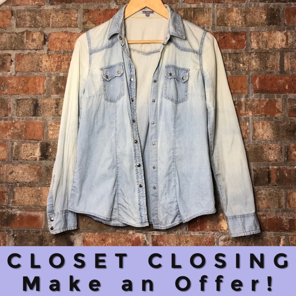 Charlotte Russe light blue dip dye chambray top